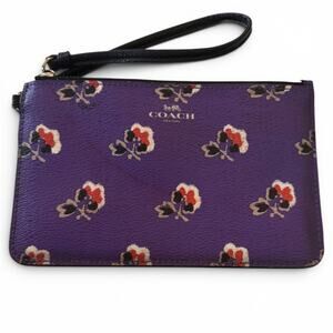 Coach Purple Floral Bramble Rose Wristlet Wallet